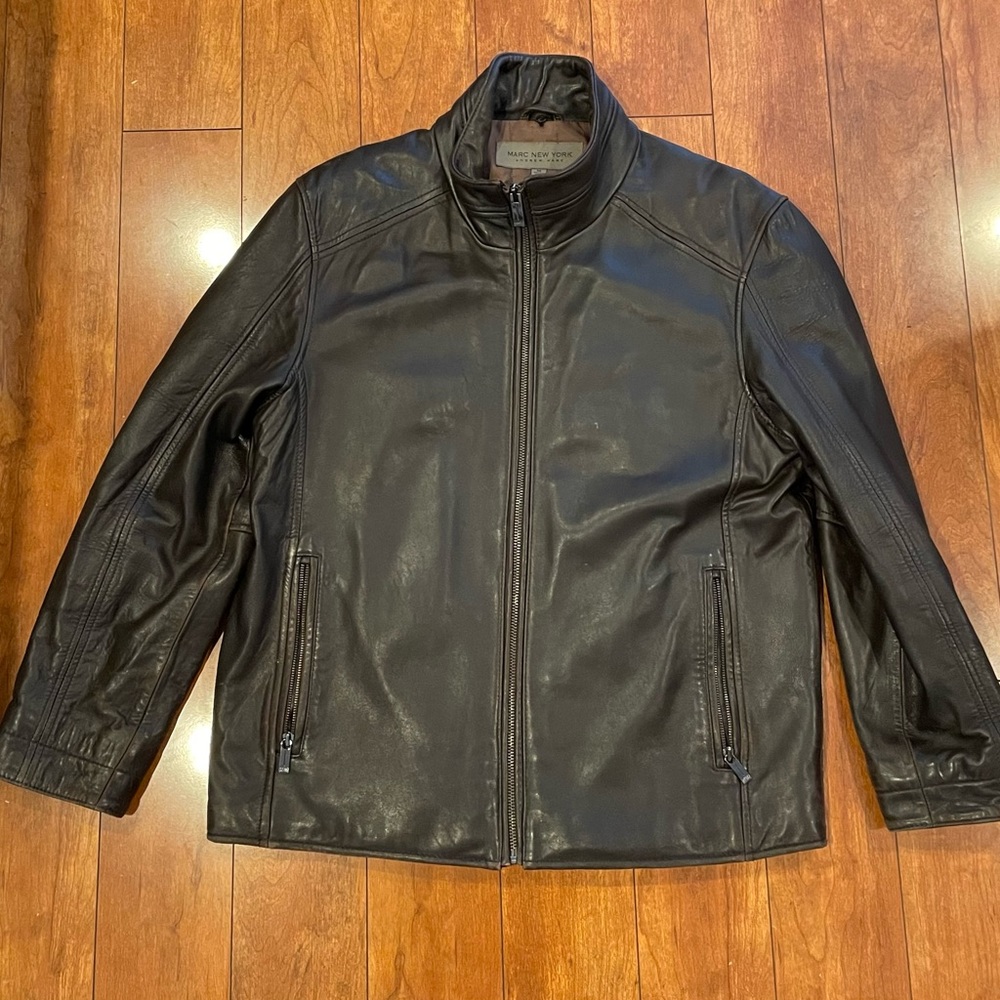 Marc New York Andrew Marc Mens Brown leather full zip up jacket 54163 Medium